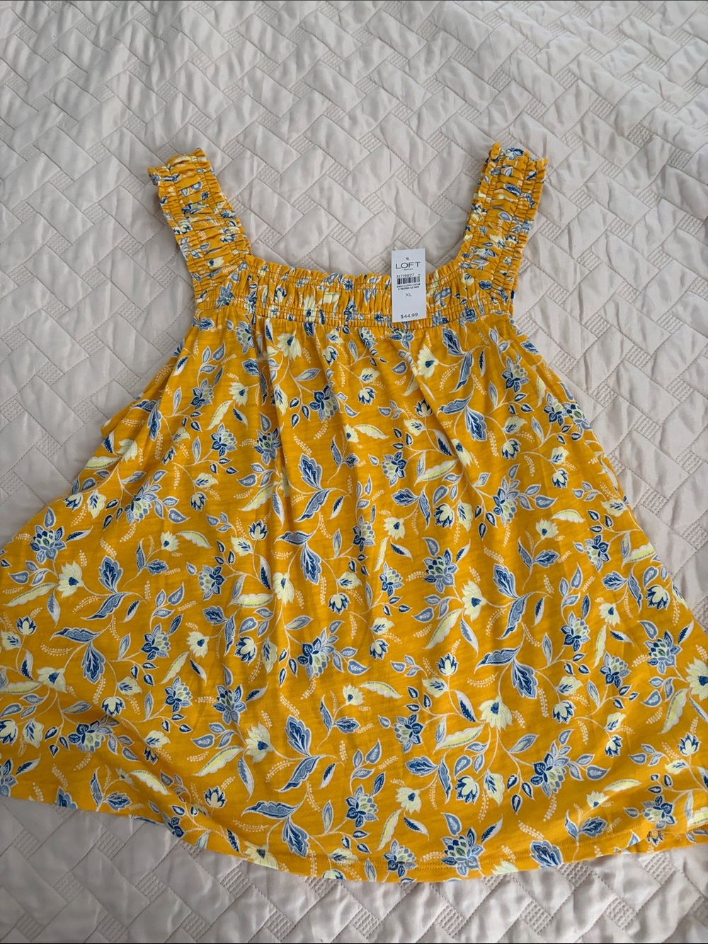 LOFT Yellow Floral women’s top with Blue Accents